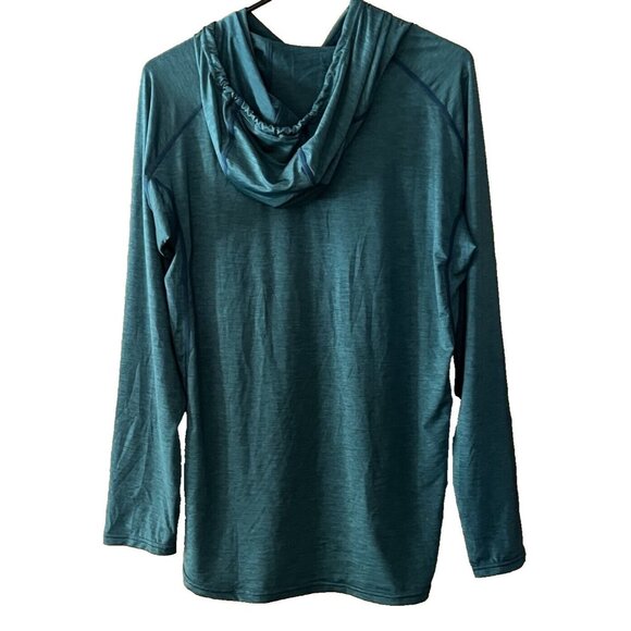 NRS Women's XL UPF 50 Long Sleeve Heathered Dark Green Silkweight Hoodie - Picture 4 of 7